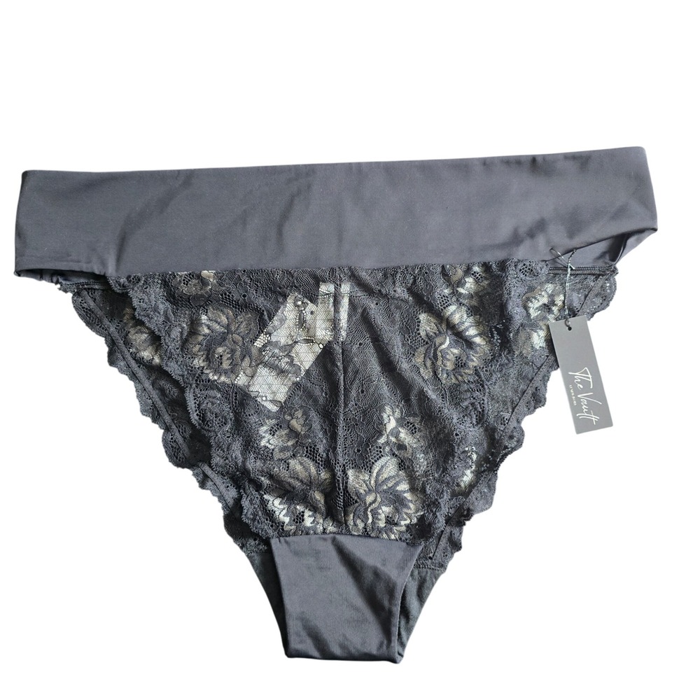 Elila The Vault Lace Tanga Panty Black 2XL Black